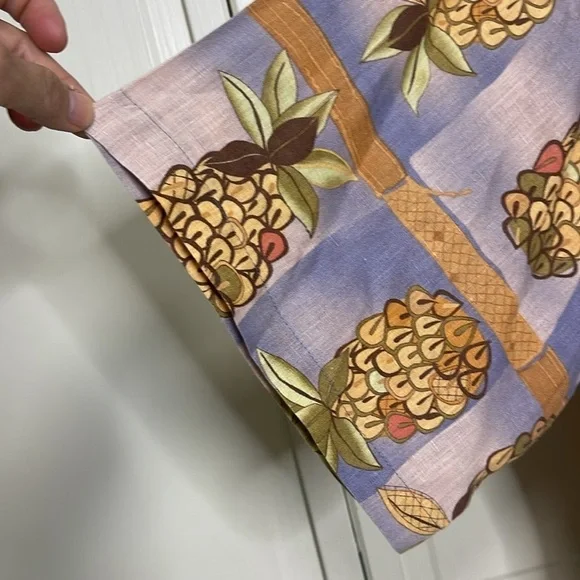 Reyn Spooner Hawaiian Regency Textured 100% Linen Shirt Mens XL Pineapple Print - Picture 4 of 10